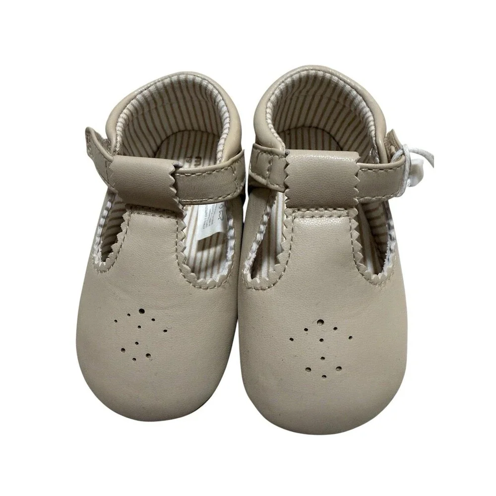 Mayoral Newborn Size 19 Beige Mary Jane Crib Shoes NWT Box